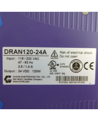 Chinfa Power Supply DRAN120-24A 115/230VAC 24VDC GEB