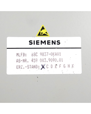 Siemens Bedienfeld 6SC9837-0KA01 459003.9090.01 E-Stand:B...