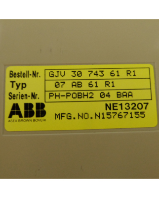 ABB Binary Output Module 07 AB 61 R1 Bestell-Nr.: GJV 30...
