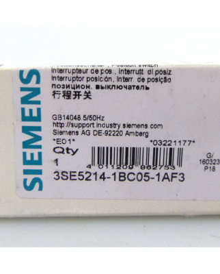 Siemens Positionsschalter 3SE5214-1BC05-1AF3 OVP