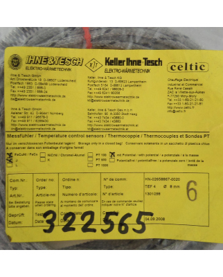 Ihne & Tesch Messfühler FeCuNi/FeCo TEF4 1301098 OVP