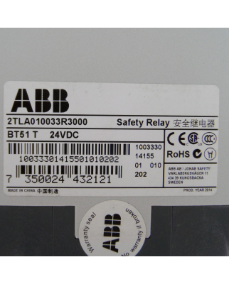 ABB Sicherheitsrelais BT51T 2TLA010033R3000 24VDC GEB
