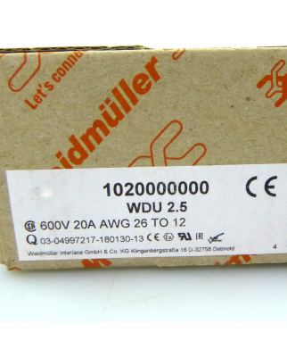 Weidmüller W-Reihenklemme WDU 2.5 1020000000...