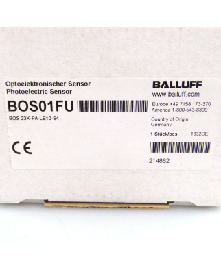 Balluff Einweglichtschranke BOS 23K-PA-LE10-S4 BOS01FU OVP