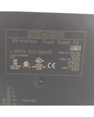 Siemens AS-Interface Netzteil 3RX9502-0BA00 NOV
