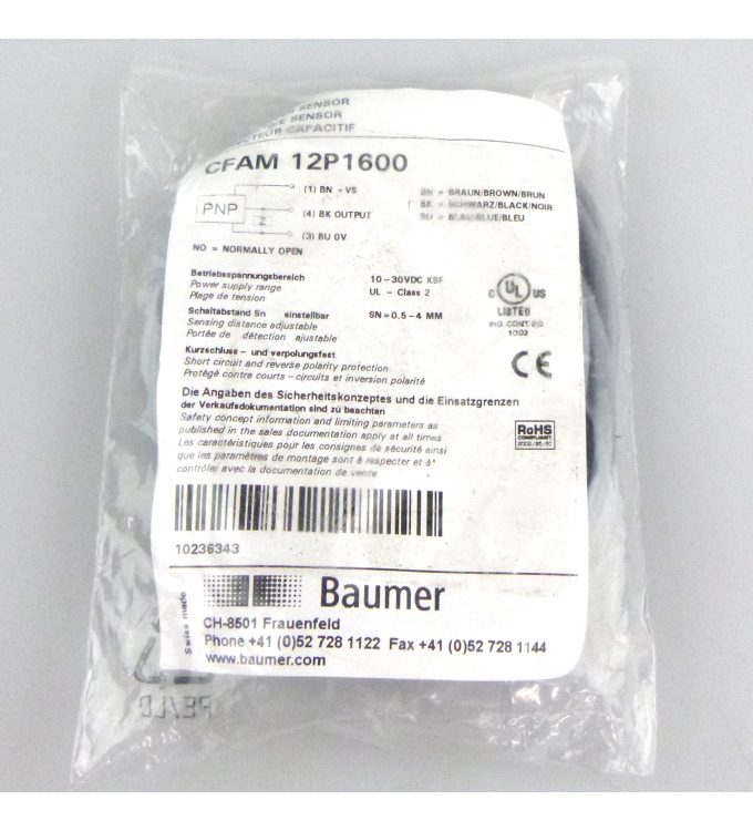 Baumer electric Kapazitiver Sensor CFAM 12P1600 OVP