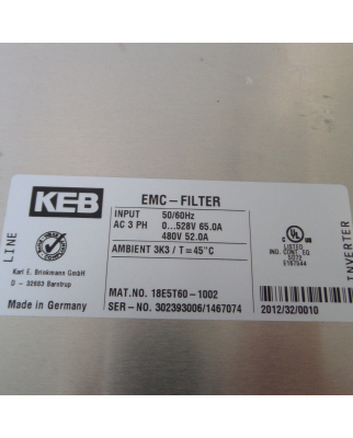 KEB EMC-Filter 18E5T60-1002 NOV