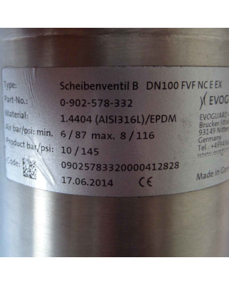 Evoguard Scheibenventil B DN100 FVF NC E EX 0-902-578-332 #K2 NOV
