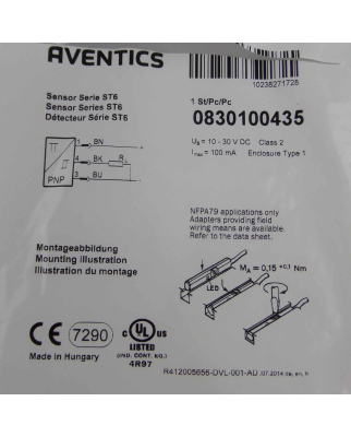 Aventics Pneumatik-Sensor 0830100435 OVP