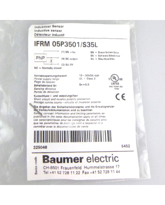 Baumer electric Induktiver Näherungsschalter IFRM 05P3501/S35L 225048 OVP