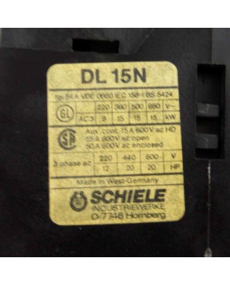 Schiele Leistungsschütz DL 15N-11 220V 50/60Hz GEB