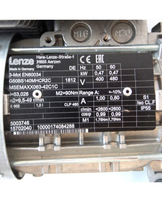 Lenze Getriebemotor MSEMAXX063-42C1C 0,47kW +...