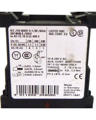 Siemens Hilfsschütz 3RH1131-1AK60 GEB