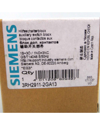 Siemens Hilfsschalterblock 3RH2911-2GA13 OVP