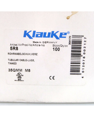 Klauke Rohrkabelschuhe KL35/8 5R8 M8 (100Stk.) OVP