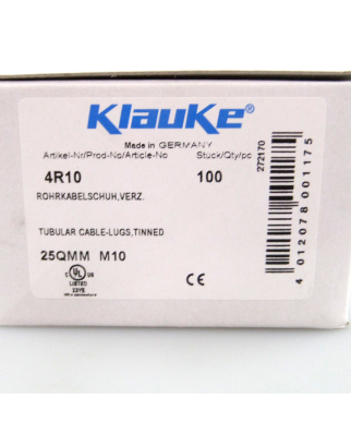Klauke Rohrkabelschuhe KL25/10 4R10 M10 (100Stk.) OVP