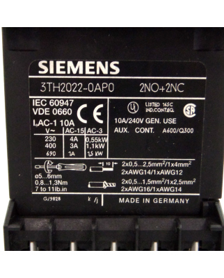Siemens 22e 3th2022-0ap0 Schütz 