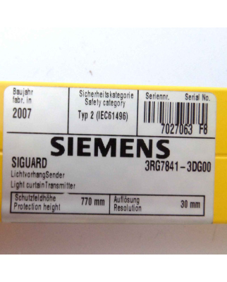 Siemens Lichtvorhang Sender 3RG7841-3DG00 OVP