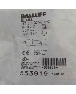 Balluff induktiver Sensor BES01EE BES 516-327-S4-C OVP