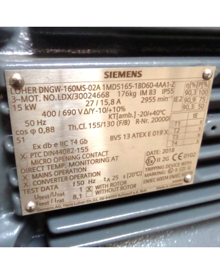 Siemens SIMOTICS XP NSP-Motor 1MD5165-1BD60-4AA1-Z NOV