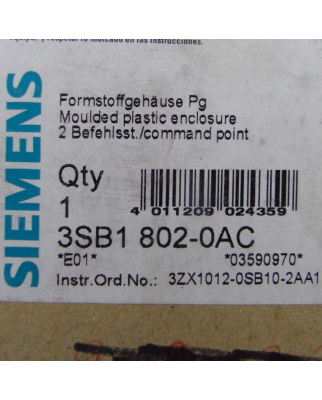 Siemens Leergehäuse 3SB1 802-0AC OVP