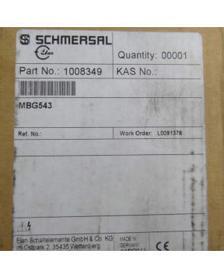 SCHMERSAL Leergehäuse MBG543 1008349 OVP