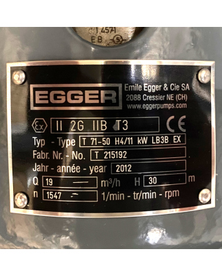 Egger Impellerpumpe Turo T71-50 H4/11 kW LB3B EX 19m3/h NOV