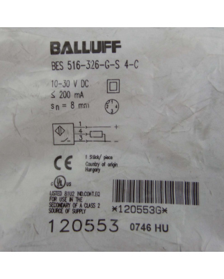 Balluff induktiver Sensor BES01CT BES 516-326-G-S4-C OVP
