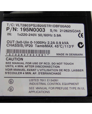 Danfoss Frequenzumrichter VLT2803PS2B20STR1DBF00A00...