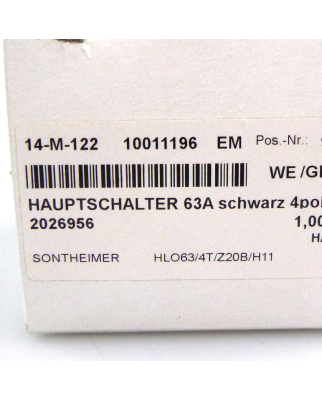 Sontheimer Lasttrennschalter HLO63/4T/Z20B/H11 OVP