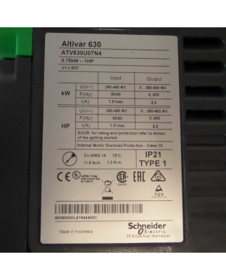Schneider Electric Frequenzumrichter ALTIVAR 630 ATV630U07N4 075809 OVP