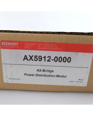 Beckhoff AX-Bridge Power-Distribution-Modul AX5912 AX5912-0000 Rev.:C OVP
