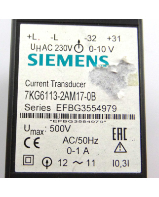 Siemens Simeas-Messumformer 7KG6113-2AM17-0B GEB
