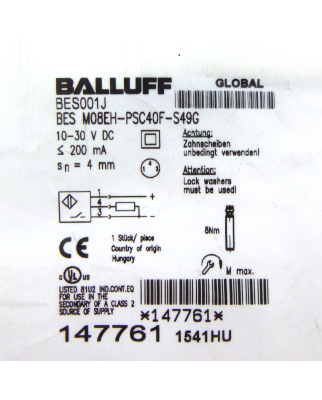 BES001J Induktive Sensoren Balluff BES M08EH-PSC40F-S49G