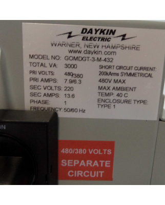 Daykin Electric Transformator GOMDGT-3-M-432 3000VA OVP