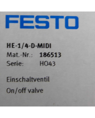 Festo Einschaltventil HE-1/4-D-MIDI 186513 OVP