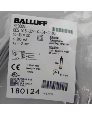 Balluff induktiver Sensor BES00NT BES 516-324-G-E4-C-03 OVP
