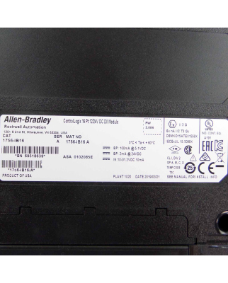 Allen Bradley DC Input Modul 1756-IB16 Ser.A NOV