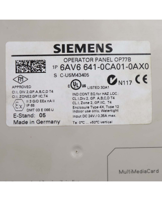 Simatic OP77B 6AV6 641-0CA01-0AX0 E-Stand:05 GEB