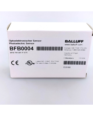 Balluff Optosensor BFB0004 BFB 75K-001-P-S75 OVP