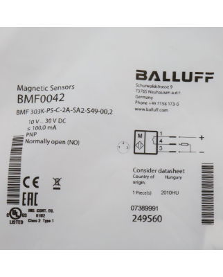 Balluff Magnetfeldsensor BMF0042 BMF...