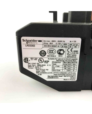 Schneider Electric Motorschutzrelais LRD3363 GEB
