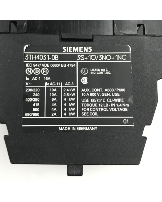 Siemens Hilfsschütz 3TH4031-0BB4 GEB