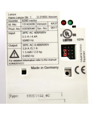 Lenze Frequenzumrichter ID 13142439 E82EV152_4C GEB