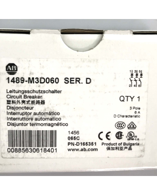 Allen Bradley Leitungsschutzschalter 1489-M3D060 Ser.D OVP