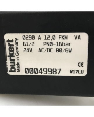 bürkert 2/2-Wege Magnetventil 0290 A 11,0 FKM VA...
