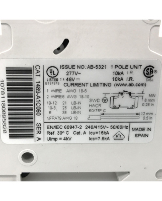 Allen Bradley Leitungsschutzschalter 1489-A1C060 Ser.A NOV