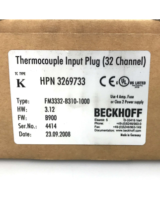 Beckhoff Thermoelement Feldbus Modul FM3332-B310-1000 OVP