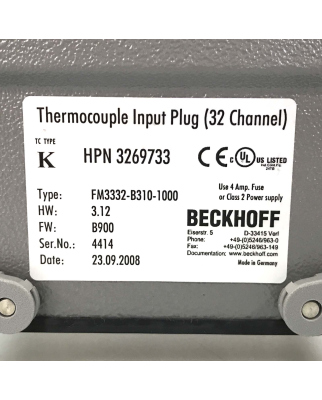 Beckhoff Thermoelement Feldbus Modul FM3332-B310-1000 OVP