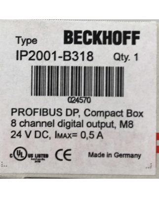 Beckhoff 8-Kanal-Digital-Ausgang IP2001-B318 SIE